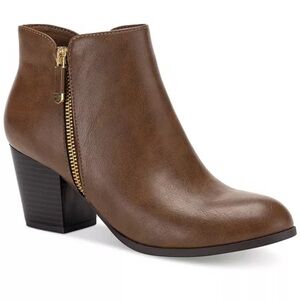 NIB Style & Co. "Masrinaa" Booties in Cognac Zip Up Ankle Boots Women's 7